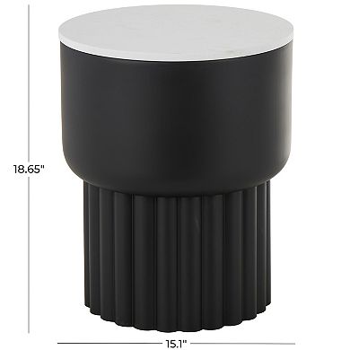 Stella & Eve Marble Top Metal Ribbed End Table