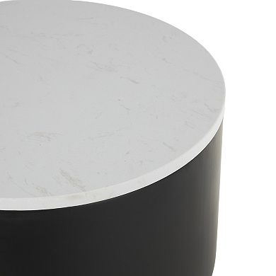 Stella & Eve Marble Top Metal Ribbed End Table