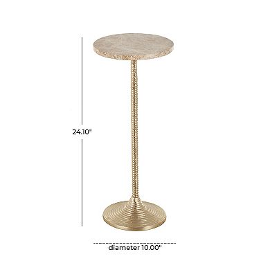 Stella & Eve Marble Top Pedestal Metal End Table