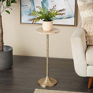 Stella & Eve Marble Top Pedestal Metal End Table