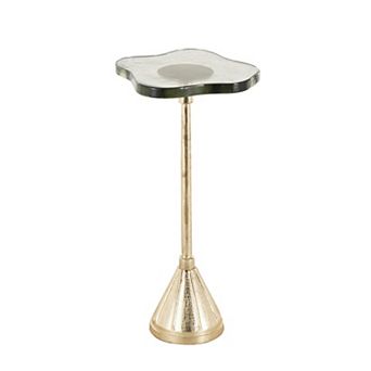 Stella & Eve Textured Glass Top Aluminum Metal Pedestal Accent Table