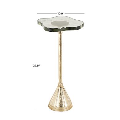 Stella & Eve Textured Glass Top Aluminum Metal Pedestal Accent Table