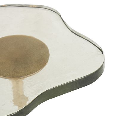 Stella & Eve Textured Glass Top Aluminum Metal Pedestal Accent Table