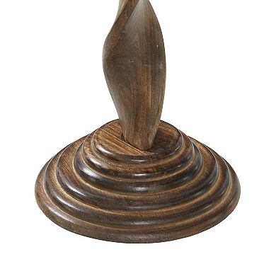Stella & Eve Handmade Intricately Carved Mango Wood Accent Table with Spiral Leg
