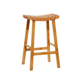 Stella & Eve Handmade Woven Faux Leather Kitchen Bar Stool with Wood Frame