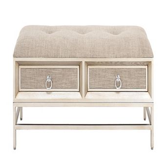 Stella & Eve Linen Upholstered Two Drawer Storage Bench with Tufted Seat