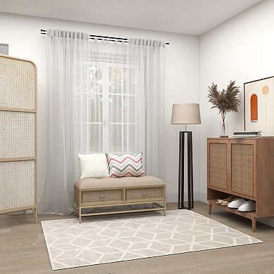 Stella & Eve Linen Upholstered 2 Drawer Storage Bench with Tufted Seat