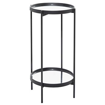 Stella & Eve Metal 2 Level Accent Table with Mirrored Glass Top