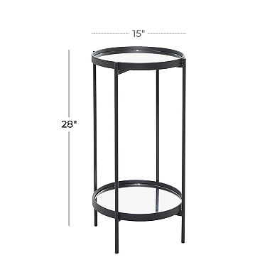 Stella & Eve Metal 2 Level Accent Table with Mirrored Glass Top