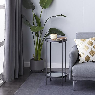 Stella & Eve Metal 2 Level Accent Table with Mirrored Glass Top