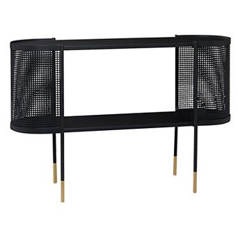 Stella & Eve Metal Mesh Side Panel Console Table with Open Center Storage