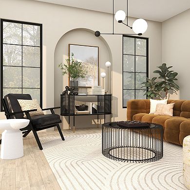 Stella & Eve Metal Mesh Side Panel Console Table with Open Center Storage