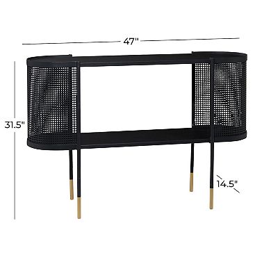 Stella & Eve Metal Mesh Side Panel Console Table with Open Center Storage