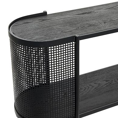Stella & Eve Metal Mesh Side Panel Console Table with Open Center Storage