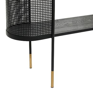 Stella & Eve Metal Mesh Side Panel Console Table with Open Center Storage