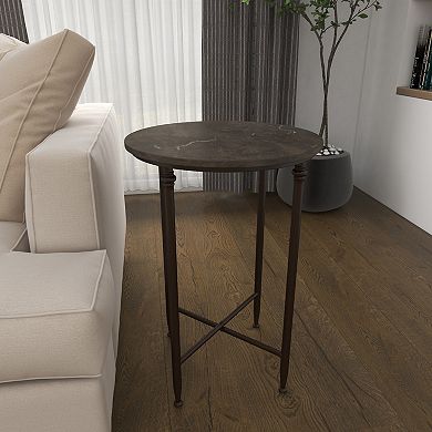 Stella & Eve Marble Top Accent Table with Bronze Metal Legs