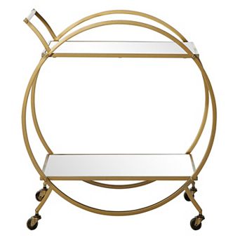 Stella & Eve Metal Rolling Round Bar Cart with 2 Shelves and Wheels