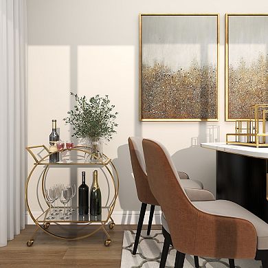 Stella & Eve Metal Rolling Round Bar Cart with 2 Shelves and Wheels