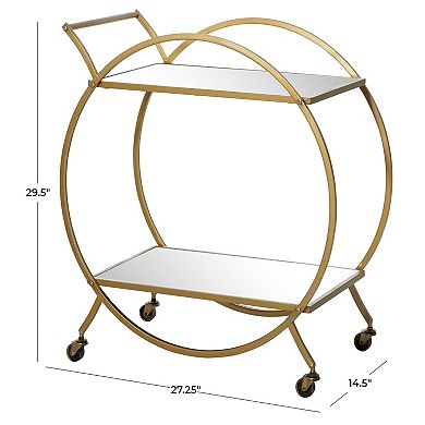 Stella & Eve Metal Rolling Round Bar Cart with 2 Shelves and Wheels