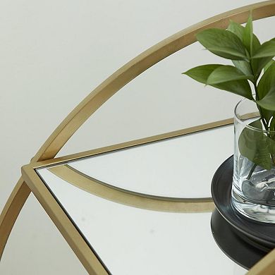 Stella & Eve Metal Rolling Round Bar Cart with 2 Shelves and Wheels