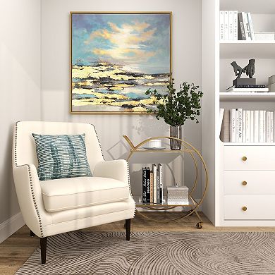 Stella & Eve Metal Rolling Round Bar Cart with 2 Shelves and Wheels