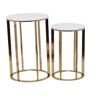Stella & Eve 2 pc Marble Top Metal End Table Set