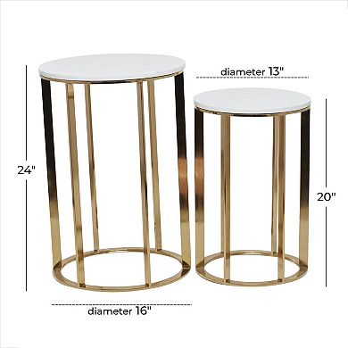 Stella & Eve 2-pc. Marble Top Metal End Table Set