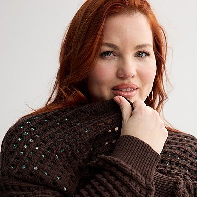 Plus Size Sonoma Goods For Life® Fisherman Cardigan Sweater