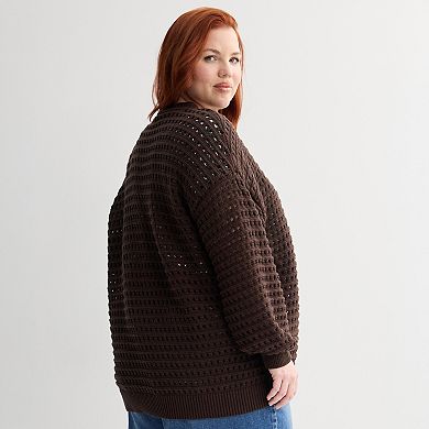 Plus Size Sonoma Goods For Life® Fisherman Cardigan Sweater
