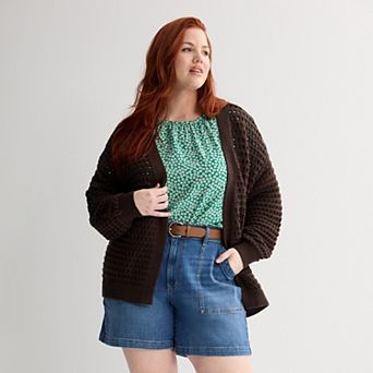Plus Size Sonoma Goods For Life® Fisherman Cardigan Sweater