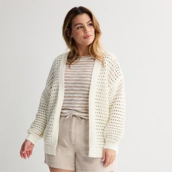 Plus Size Sonoma Goods For Life® Fisherman Cardigan Sweater