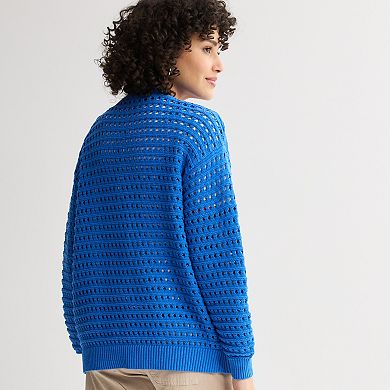 Petite Sonoma Goods For Life® Fisherman Cardigan Sweater
