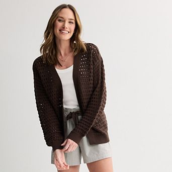 Petite Sonoma Goods For Life® Fisherman Cardigan Sweater
