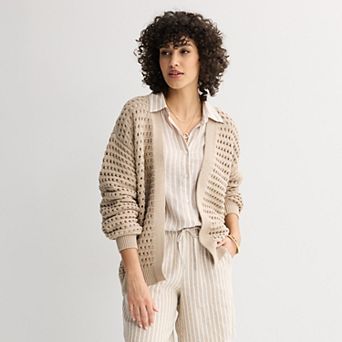 Petite Sonoma Goods For Life® Fisherman Cardigan Sweater