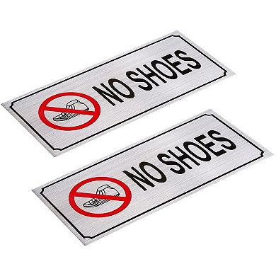 2-Pack No Shoes Signs - Remove Shoes Wall Plates, Self-Adhesive Aluminum Sign