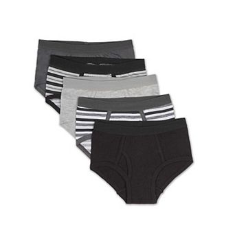 5 Pair Solids & Stripes Cotton Rich Gray Multi Boys Briefs