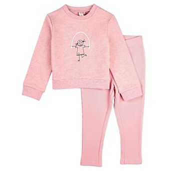 2 pc Baby and Toddler Girls "Catch Me If You Can, I'm Jumping Rope" Cotton Rich Legging Set