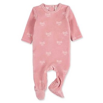 Baby and Toddler Girls "Velvet Bow" Cotton Rich Velour Footie