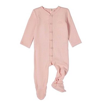 Baby and Toddler Solid Color Ribbed Cotton Blend Button-Down Footie