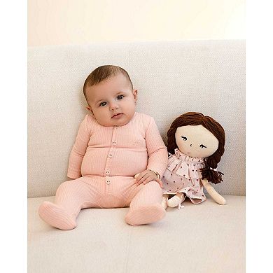 Baby and Toddler Solid Color Ribbed Cotton Blend Button-Down Footie