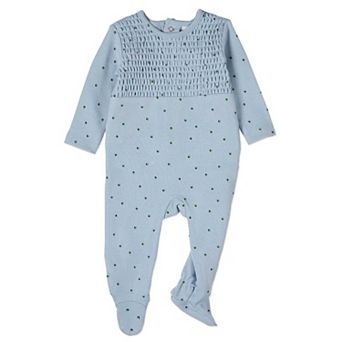 Baby and Toddler Boys "Blueberries" Smocked 100% Cotton Footie
