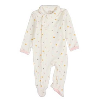 Baby Girls "Lily Of The Valley" Snap Front Velour Footie