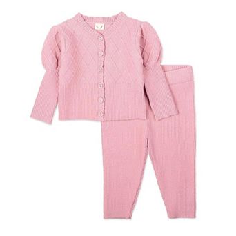 2 pc Baby and Toddler Girls "Juliet" Mixed Knit Cardigan and Legging Set