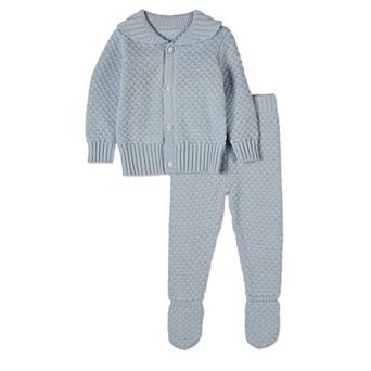 2 pc Baby Boys 100% Cotton Knit Cardigan Set