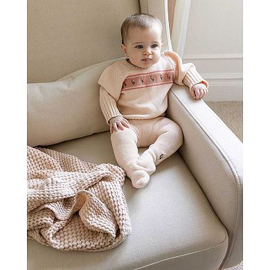 2 Piece Baby Girls "Tiptoe Through The Tulips" 100% Cotton Knit Footed Legging Set