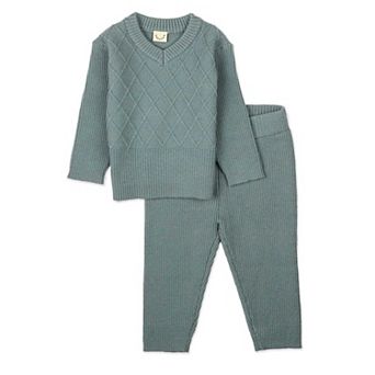 2 pc Baby and Toddler Boys "Romeo" Mixed Knit Pullover Sweater Set