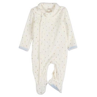 Baby Boys "Playful Dots" Snap Front Velour Footie