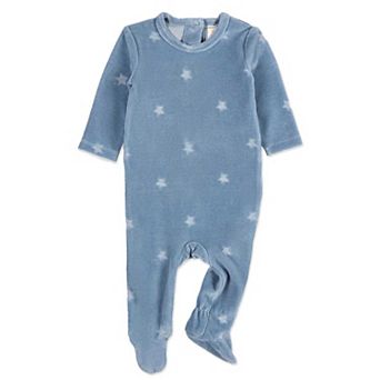 Baby Boys "Velvet Star" Cotton Rich Velour Footie