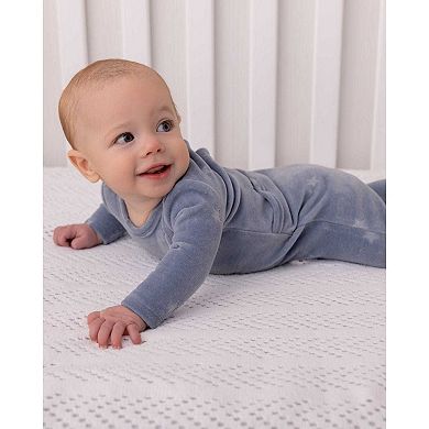 Baby Boys "Velvet Star" Cotton Rich Velour Footie