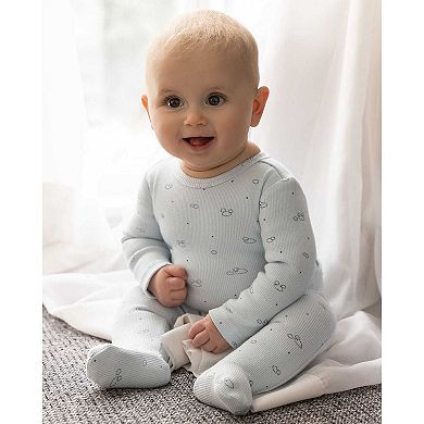 Baby and Toddler Boys "Clouds of Happiness" Cotton Rich Mini-Ribbed Footie